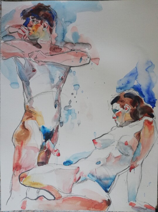 Bathers XXIII 绘画, 16.3x12.2 in