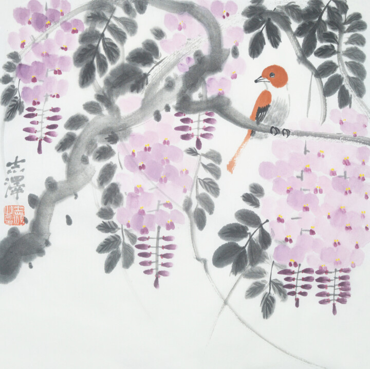 Wisteria 2 Pittura, 13,6x13,6 in