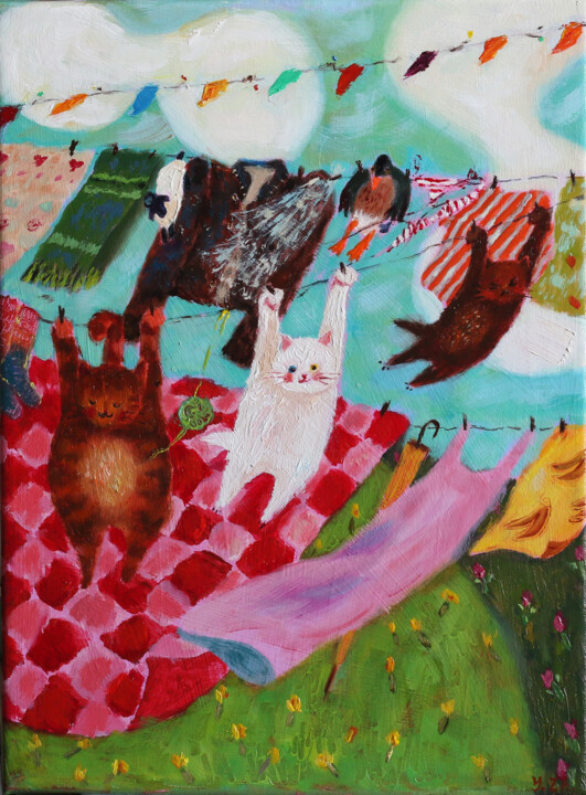 Laundry day 绘画, 15.8x11.8 in