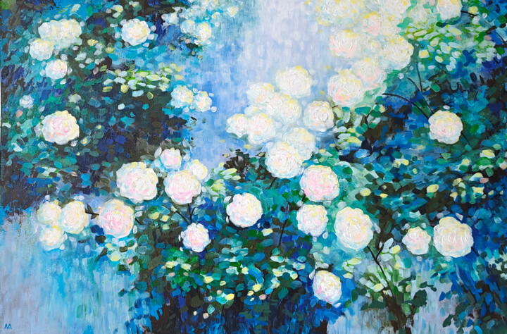 White flowers 绘画, 31.5x47.2 in