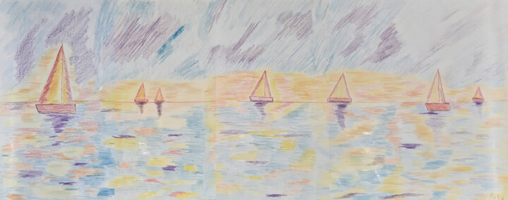 Seascape, yachts, sailboats, sports, travel, vacation Tablo, 33,1x78,7 in