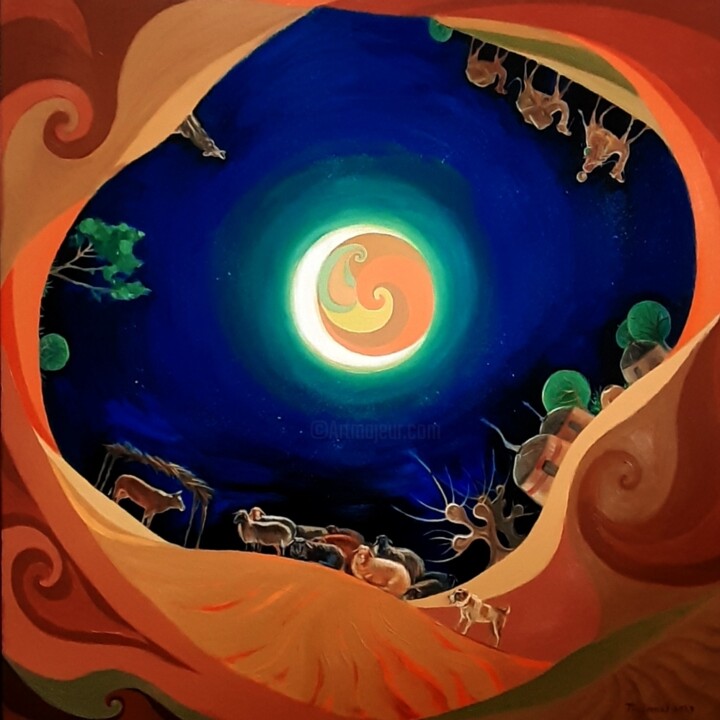 Bright moonlit nights Schilderij, 31,5x31,5 in