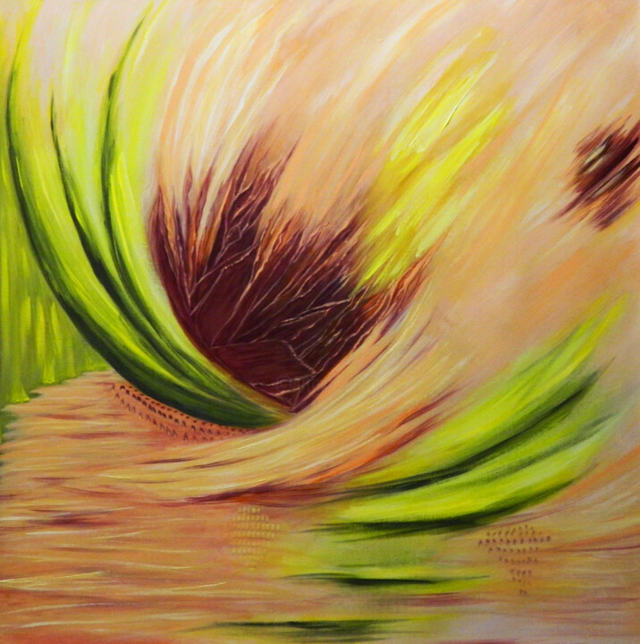 Painting titled "Abstract №11 Peach…" by Oksana Kulik, Original Artwork, Acrylic