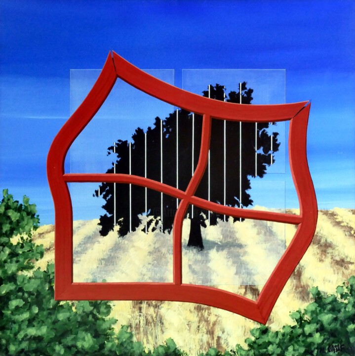 Fenêtre Rouge 绘画, 31.5x31.5 in