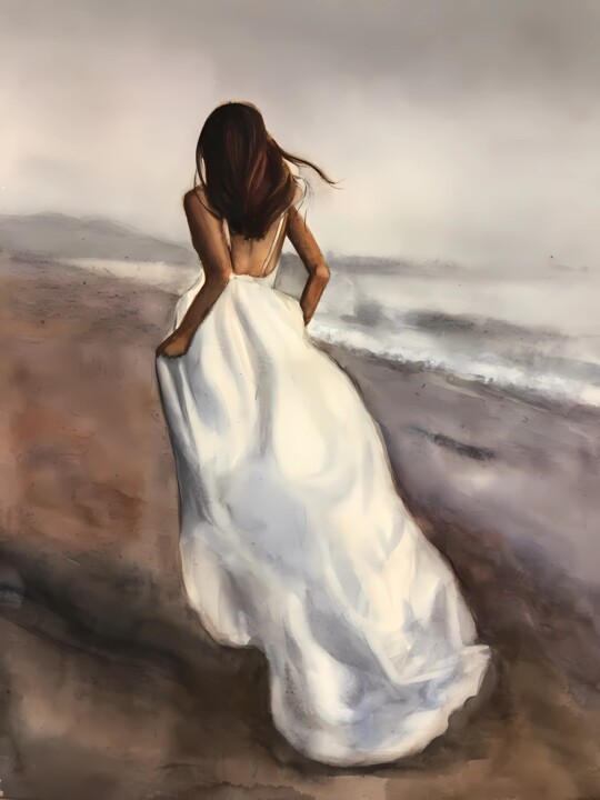 Painting Lightness , Running girl 40/30 cm. 绘画, 15.8x11.8 in