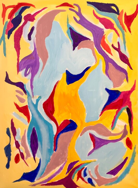 Painting titled "Yellow Fever" by Vincenz Artworks, Original Artwork, Acrylic Mounted on Wood Stretcher frame