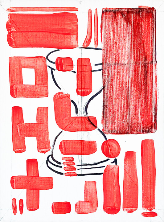 Untitled (Hourglass in Red) Tablo, 15,8x11,8 in