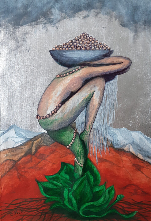 Symbiose 2 2023 Schilderij, 23,6x15,8 in