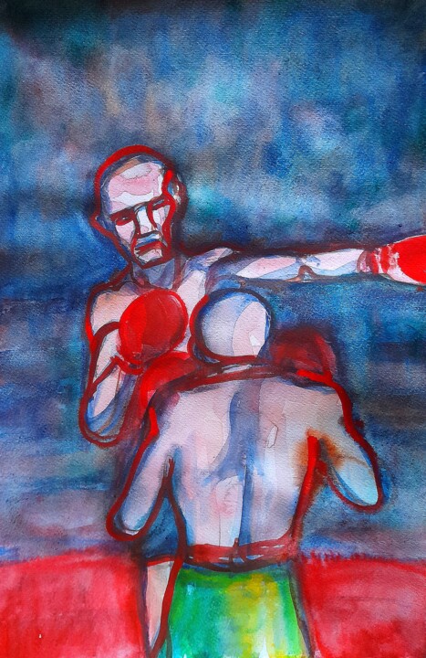 Boxing 绘画, 16.5x11.7 in