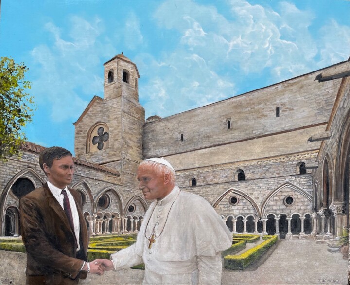 Malerei mit dem Titel "Au service du Pape…" von Jacques Moncho (Art d'antan), Original-Kunstwerk, Öl Auf Andere starre Platt…