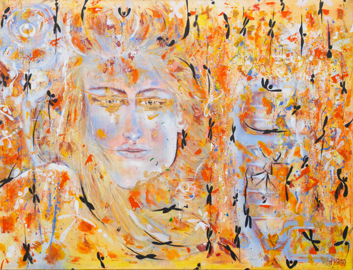 Top Modell and Cayenne oder der Tanz von Gelb-Gold und Schwa Schilderij, 39,4x51,2 in
