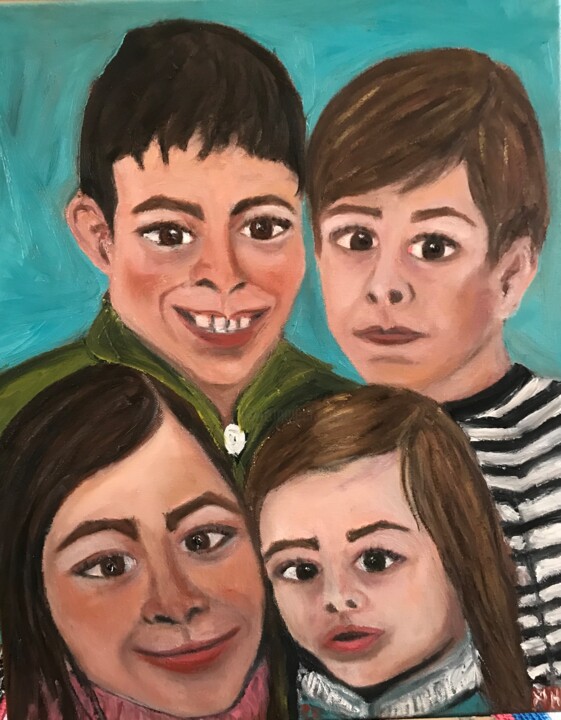 Frères et sœurs 绘画, 19.7x15.8 in
