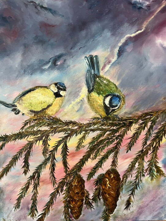 Oiseaux 绘画, 19.7x15.8 in