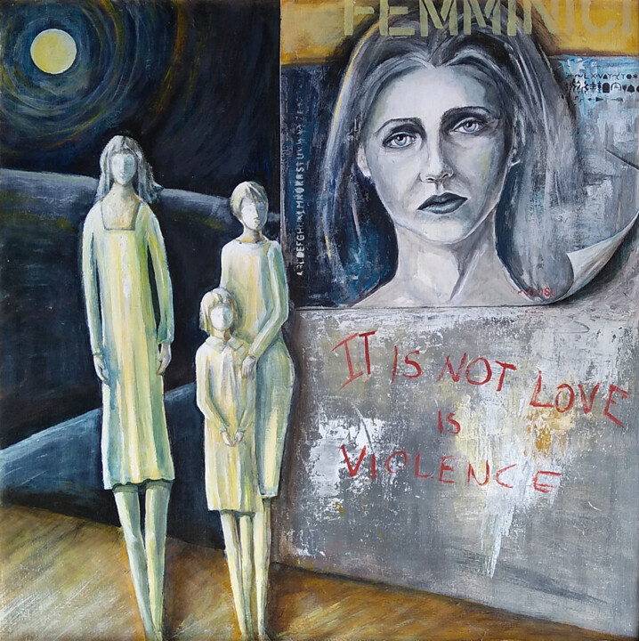 Painting titled "Violenza sulle donne" by Vittoriana Mascheroni, Original Artwork, Acrylic