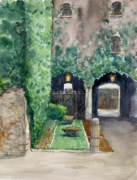 A Quiet Corner in Verona Painting, 13.3x10 in