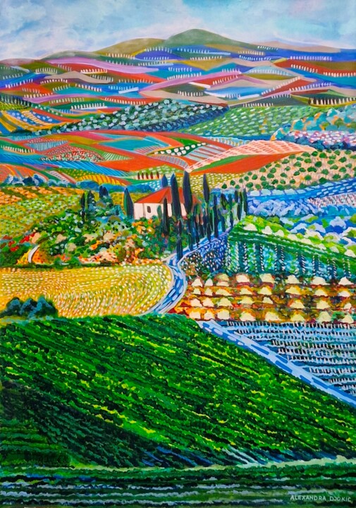 绘画 标题为“Landscape of Tuscany” 由Alexandra Djokic, 原创艺术品, 丙烯
