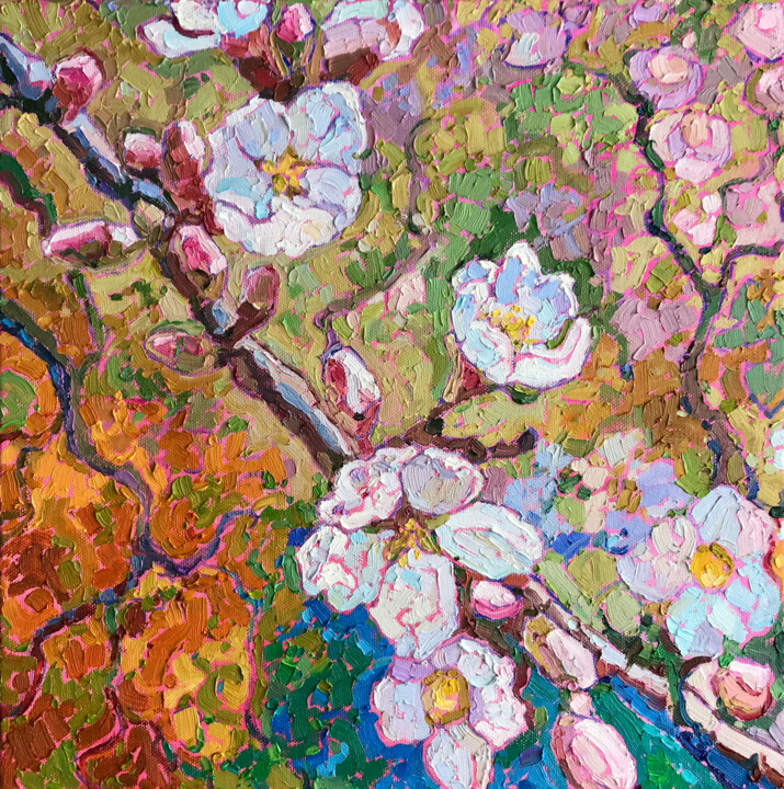 Painting titled "Harbingers of Spring" by Natalia Bessmertnova, Original Artwork, Oil