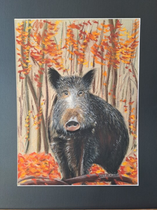 Painting titled "gros solitaire" by Cré'Art "Ghilozzi", Original Artwork, Pastel