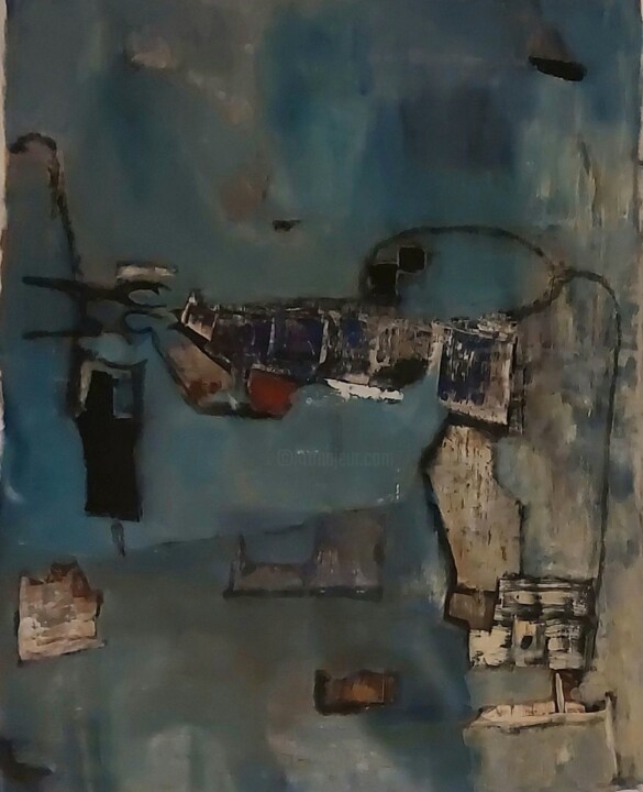 Jamais autant de peurs et de folie 绘画, 32.7x25.6 in