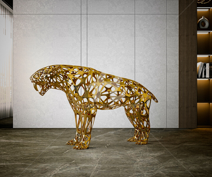 Sabertooth Tiger NO.2 雕塑, 29.9x51.2 in