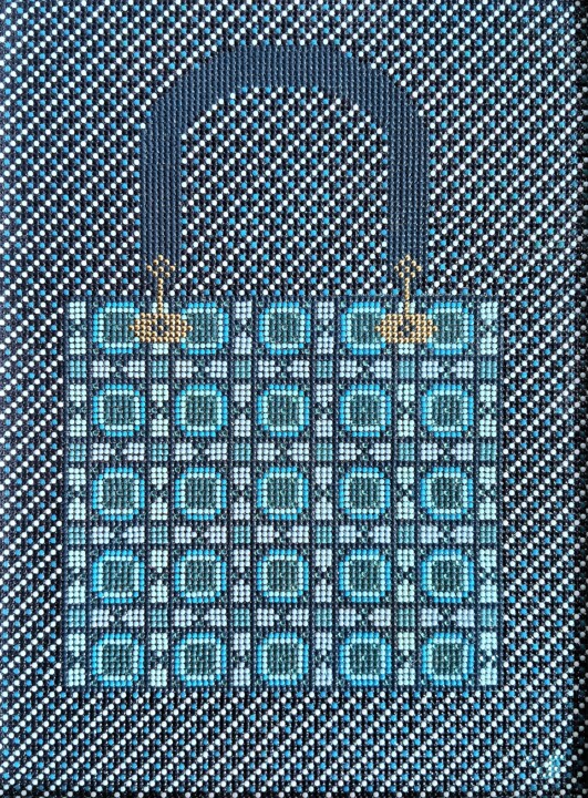 Collages intitulée "Lady Blue" par Valérie Fournié, Œuvre d'art originale, Collages Monté sur Châssis en bois