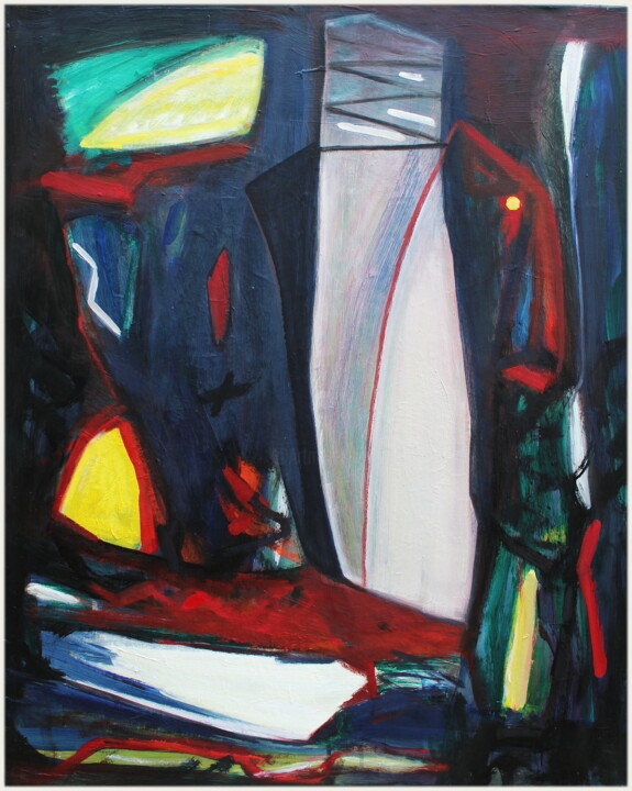 Painting titled "C'est la nuit des t…" by Victorine Follana, Original Artwork, Oil Mounted on Wood Stretcher frame