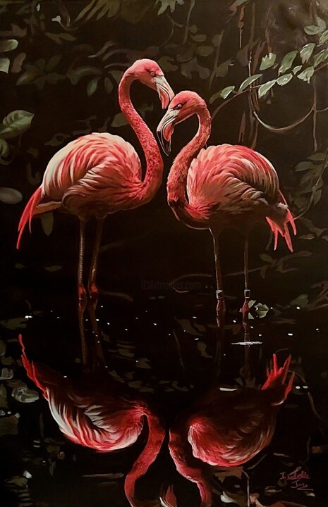 Painting titled "Reflet d'Amour" by Isabelle Jura, Original Artwork, Acrylic
