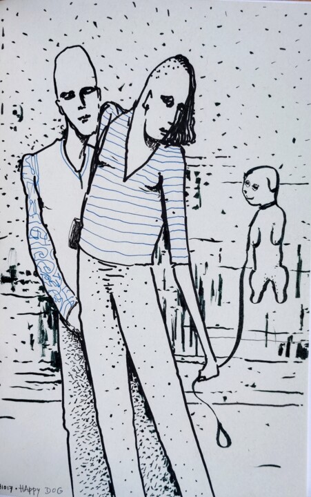 Happy dog 图画, 8.3x5.5 in