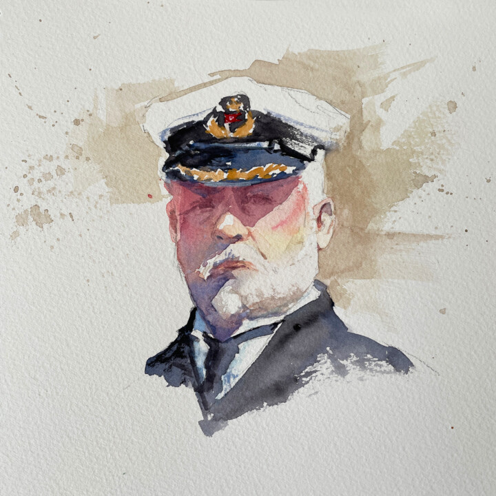 Captain of the Titanic 绘画, 8.3x8.3 in