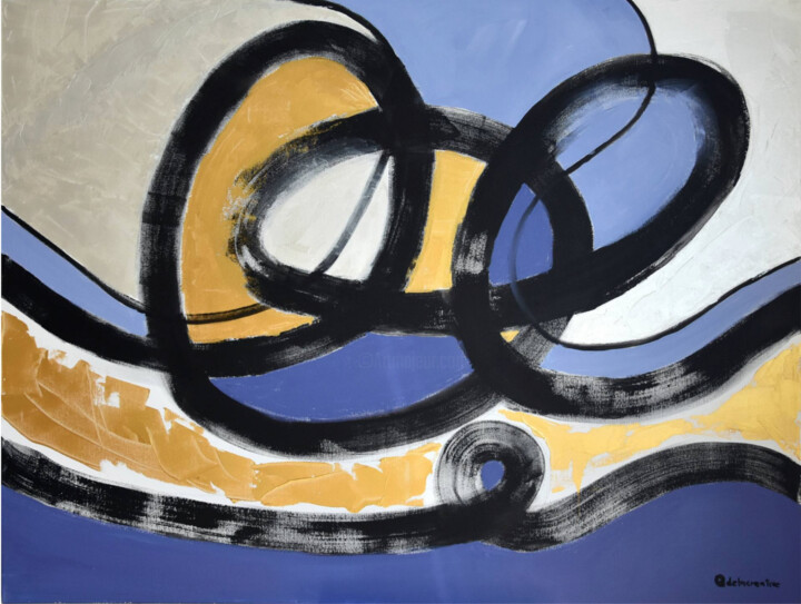 Painting titled "The Path 2 - Gold,…" by Adelacreative, Original Artwork, Acrylic