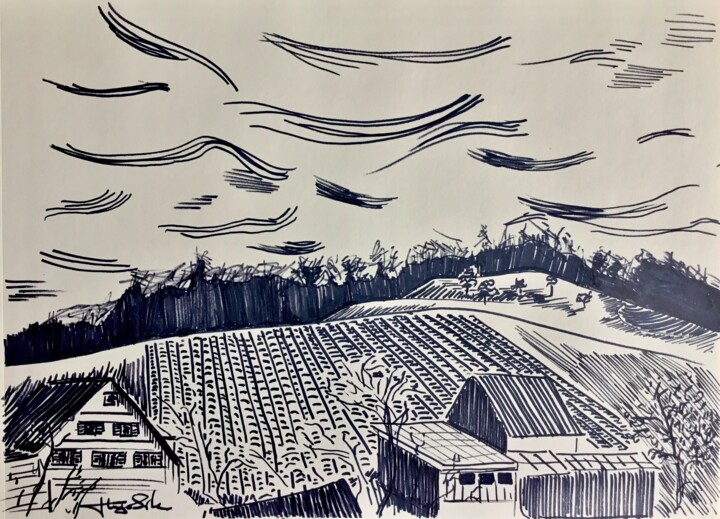 Swiss vineyard 图画, 11.7x16.5 in