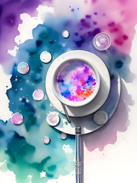 Blue, pink, white spots 数字艺术