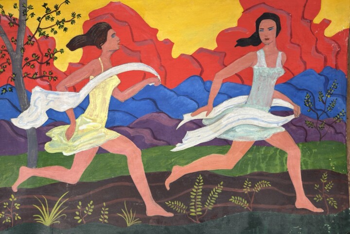 bright (running through colors) 绘画, 15.8x27.6 in