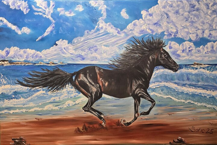 Black horse 绘画, 24x36 in