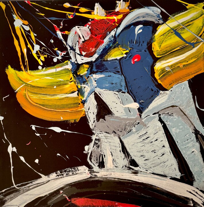 绘画 标题为“ABSTRACT GOLDRAKE” 由Vispo, 原创艺术品, 丙烯 安装在木质担架架上