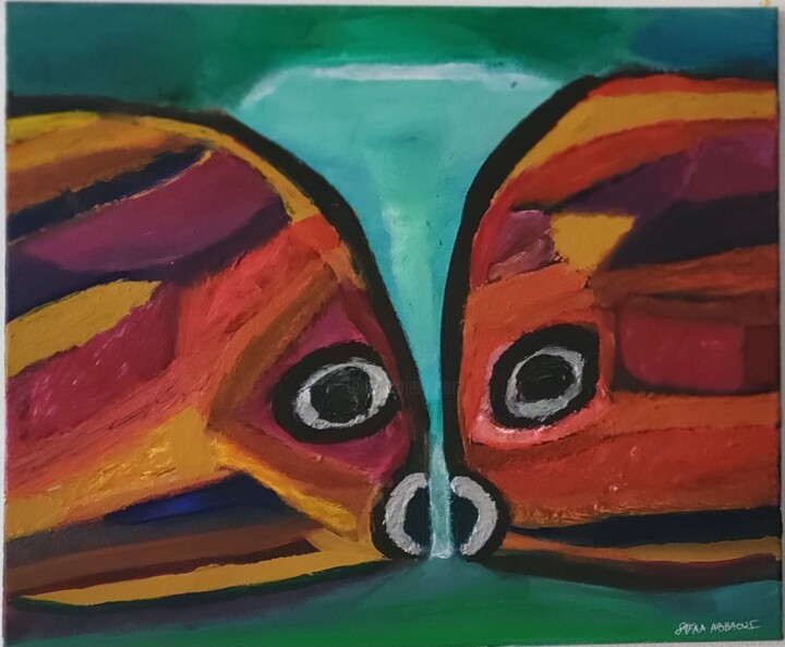 Aquatic dialogue - Abstract 绘画, 17.7x25.6 in