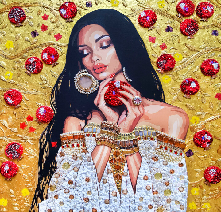 Eve. Original painting with semi-precious stones 绘画, 39.4x39.4 in