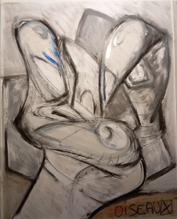 Painting titled "oiseaux" by François Devreux, Original Artwork, Ink