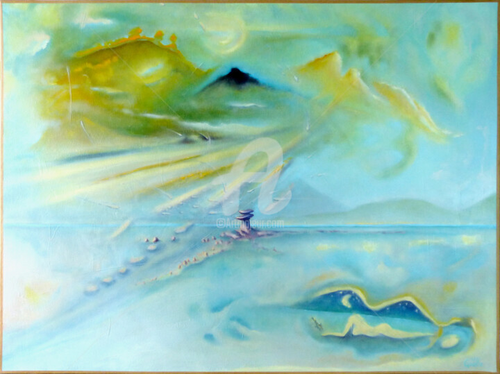 "Tels crient les poissons" Painting, 23.6x31.5 in