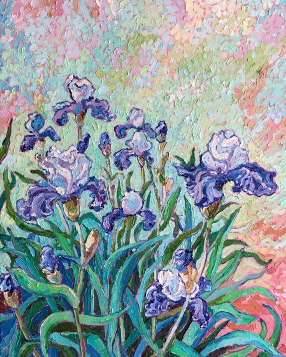 Painting titled "Heavenly Drops" by Natalia Bessmertnova, Original Artwork, Oil