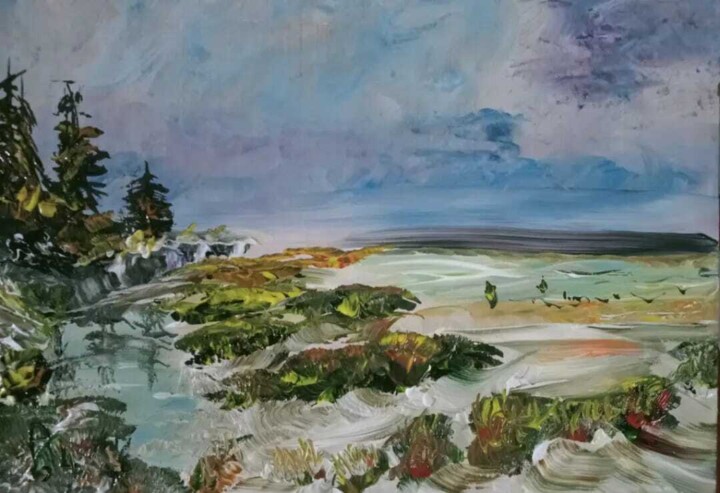 Peinture intitulée "L'Arrière-pays" par Audran, Œuvre d'art originale, Acrylique Monté sur artwork_cat.