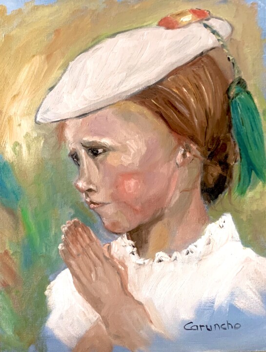 Margarita rezando Schilderij, 13,4x10,6 in