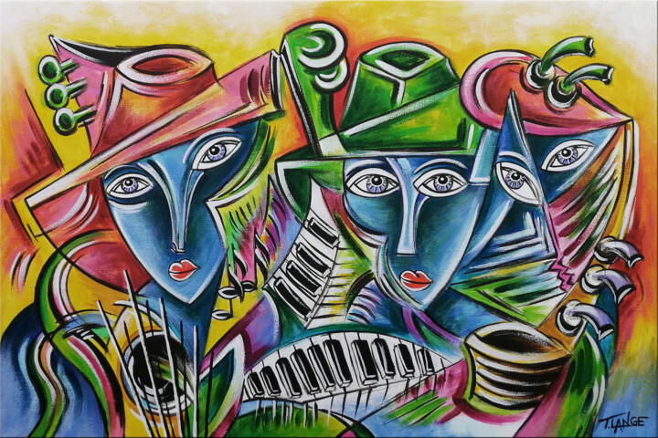 Musical Trio #M316 绘画, 15.8x23.6 in