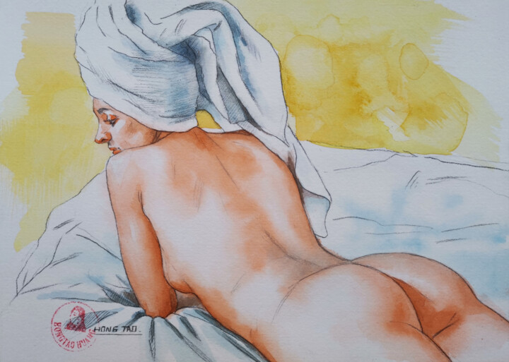 Bathing woman Malarstwo, 5,1x7,5 in