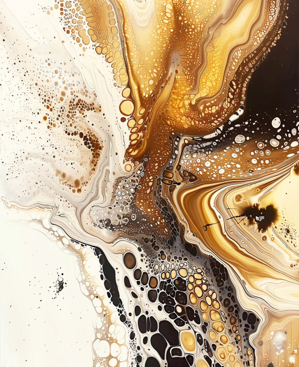 Coffee liqueur, cream, caramel - Large abstract wall art 印花与版画, 39.4x31.5 in