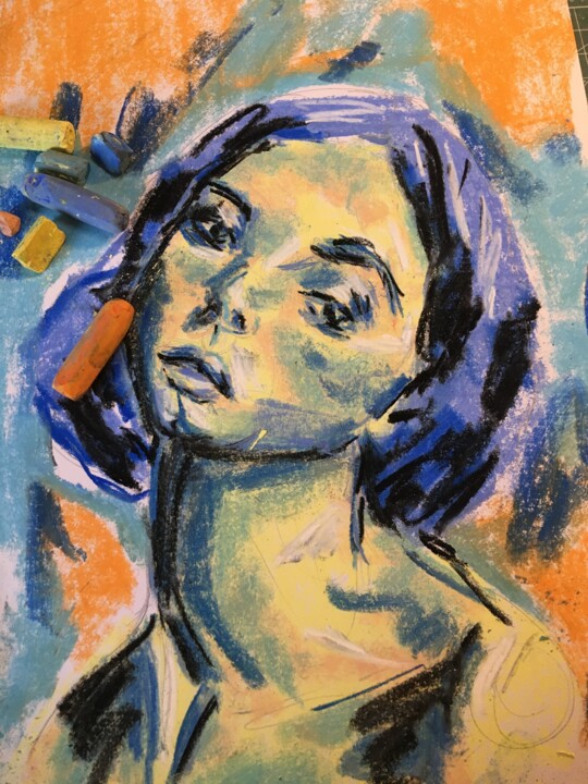 Tekening getiteld "Selma" door Audrey Ramsbacher, Origineel Kunstwerk, Pastel