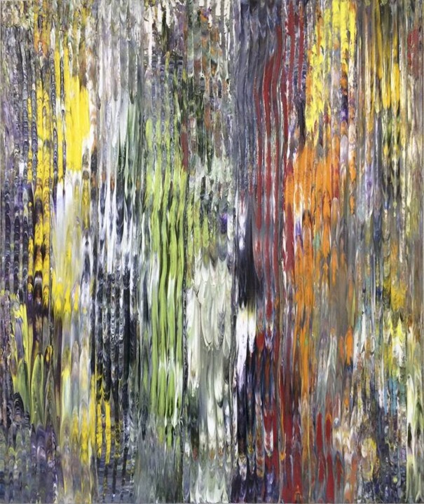 色彩の畝 4 (Furrows of Color 4) Schilderij, 76,4x63,8 in