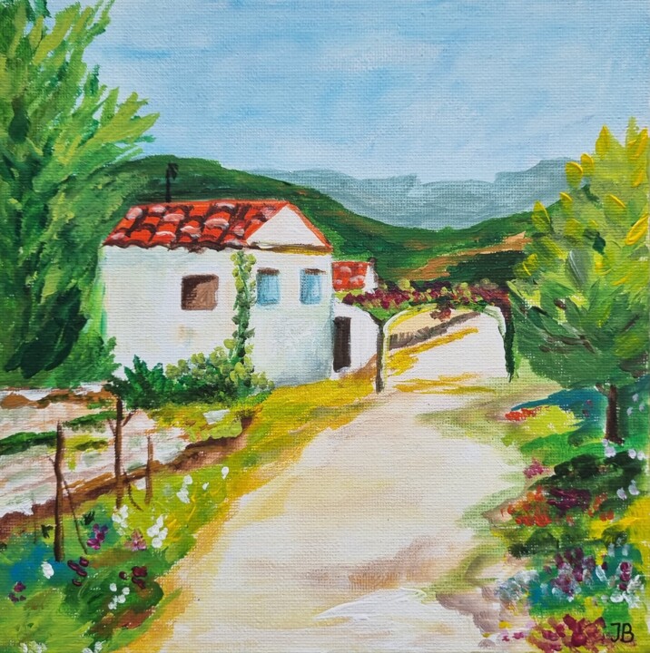 Peinture intitulée "Tranquil Countrysid…" par Iuliia Batsyna, Œuvre d'art originale, Acrylique