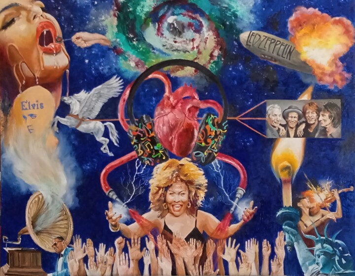"LA MÚSICA" 绘画, 38.6x48.4 in