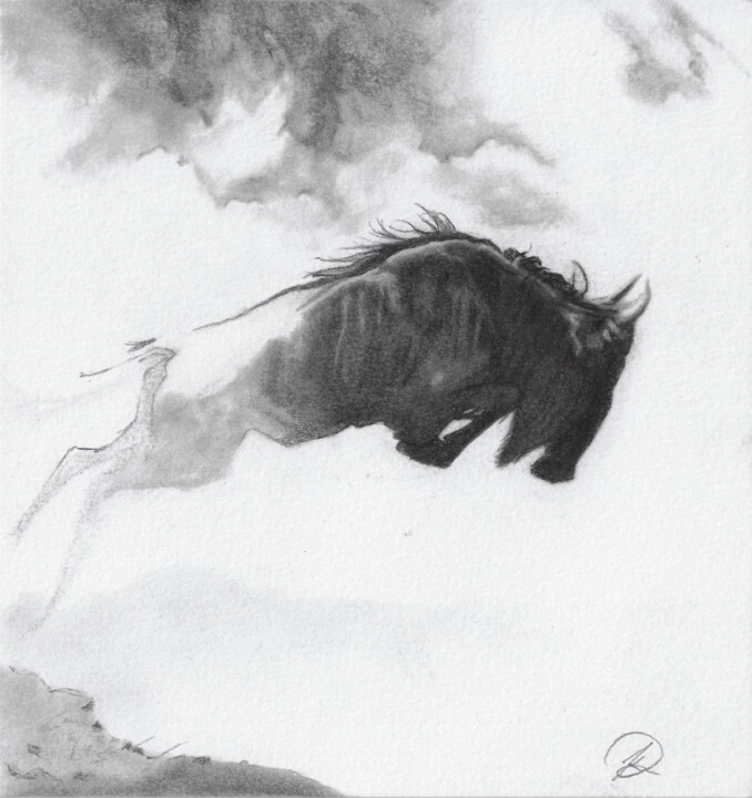 Drawing titled "Flight of the Wilde…" by Michael K Davis, Original Artwork, Charcoal